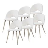 [en.casa] Eetkamerstoelen Karijo set van 6 stof 77x50x55 cm beige