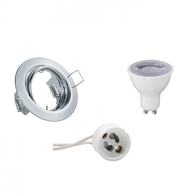 BES LED LED Spot Set - Trion - GU10 Fitting - Dimbaar - Inbouw Rond - Glans Chroom - 6W - Natuurlijk Wit 4200K - Kantelbaar Ã˜83mm