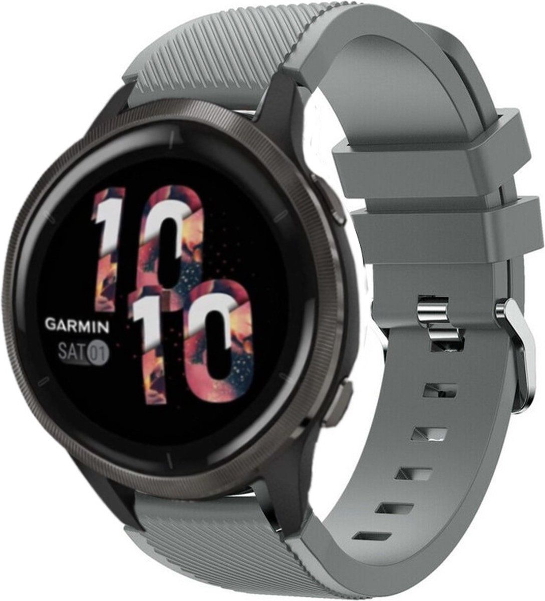 Strap-it Garmin Venu 2 siliconen bandje - 45mm - grijs