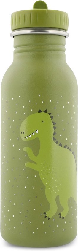 Trixie Drinkfles - Mr. Dino - RVS Waterfles voor kinderen - 500ml - Lekvrije Fles - Groen