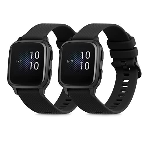 kwmobile 2x armband compatibel met Garmin Venu Sq Music/Sq - Bandjes voor fitnesstracker in zwart/zwart