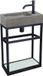 Differnz Hura L Fonteinset - Fontein van Beton in Donkergrijs - Frame in Zwart met Planchet - Inclusief Zwarte Kraan - Complete Toiletset voor Toilet of Gastentoilet - Compact Model