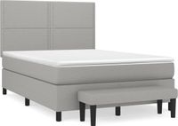 vidaXL Boxspringbed met matras, stof, lichtgrijs, 140x190 cm