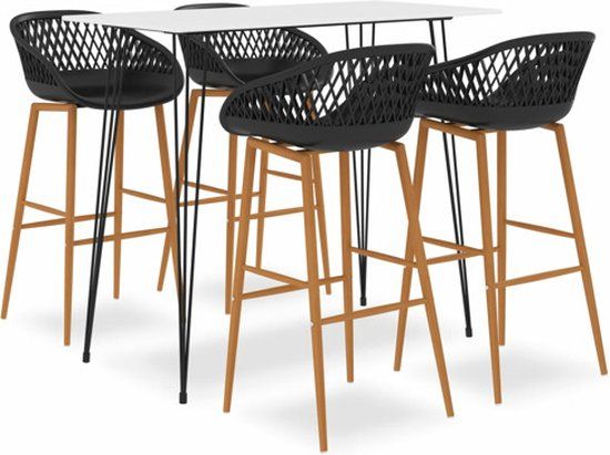 vidaXL 5-delige Barset wit en zwart