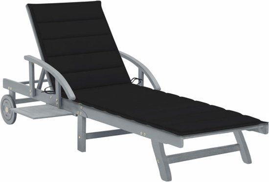 vidaXL Lounge Gecapitonneerde Zitting Acaciahout Zwart, Grijs