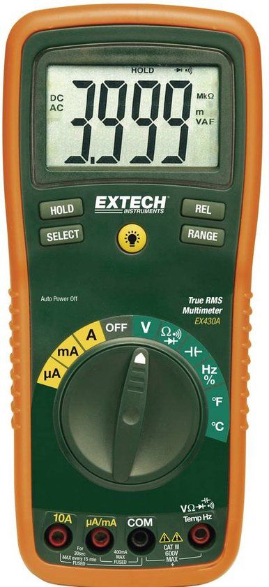 Extech EX430A Multimeter Digitaal CAT III 600 V Weergave (counts): 4000