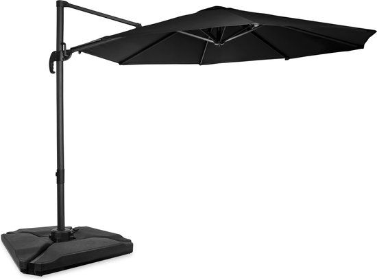 VONROC Premium Zweefparasol Bardolino Ø300cm - Antraciet/Zwart - Incl. beschermhoes