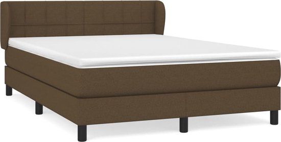VidaXL Boxspring met matras, stof, donkerbruin, 140x190 cm