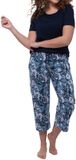 Ammann Dames pyjama Night & Home blauw gebloemd korte mouw katoen/modal maat M