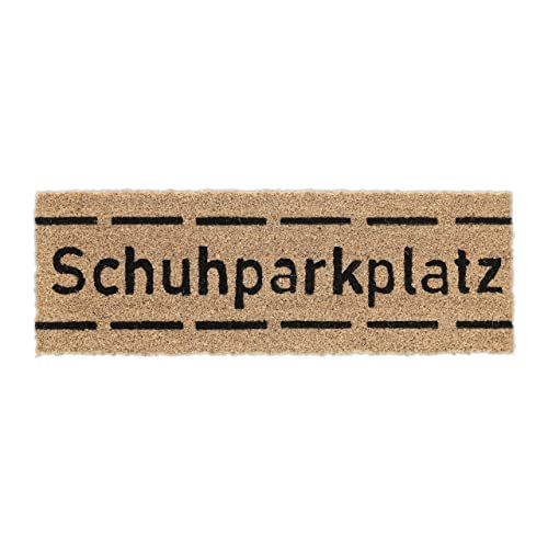 Relaxdays Voetmat kokos, schoenparkeerplaats, 75x25 cm, smalle deurmat, binnen & buiten, antislip, weerbestendig, natuur