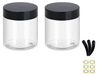 2x 250ml Lege Plastic Potten met Zwarte Deksel - Cosmetische Opbergtassen