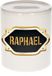 Raphael tirelire - blanc - avec emblème or/noir - 8 x 9 cm - céramique - avec bouchon - cadeau anniversaire