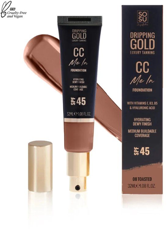 Dripping Gold CC Me In Foundation 08 Toasted - SPF 45 - Vegan
