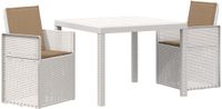 vidaXL Tuin Eettafel Set 3-delig Wit en Taupe PP