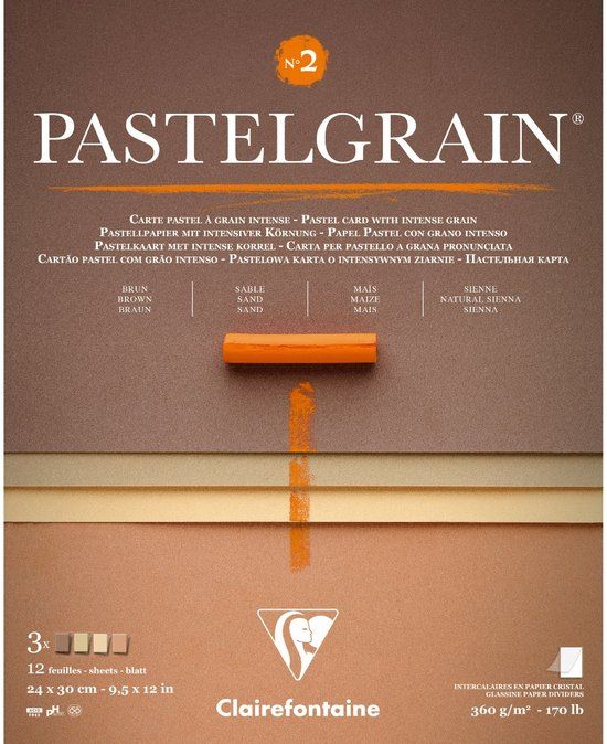 Clairefontaine Pastelgrain - Papier voor Pastelkrijt - No.2 - 360 g - 24 x 30 cm - 4 kleuren