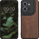 kwmobile telefoonhoesje geschikt voor Motorola Edge 60 Neo / Edge 50 Neo / ThinkPhone 25 - Hoesje met bumper in donkerbruin - Backcover - hout