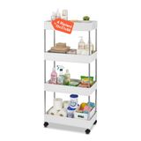 Avilia Keukenwagen met 4 etages, smal, wit