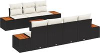 vidaXL Tuinbank Set 3 zitplaatsen Zwart Polyrattan