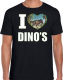 Bellatio Decorations I love dino's t-shirt met dieren foto van een dino zwart voor heren - cadeau shirt Tyrannosaurus Rex dino's liefhebber XL