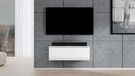 AX LIVING meuble TV à fixer au mur, modèle Loriano, 100 cm, blanc, mat/brillant