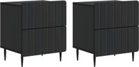 vidaXL Table de chevet 2 pcs Noir 43 x 34,5 x 49,5 cm Bois d'ingénierie