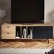 WOHNLING Dressoir met eikenlook, zwart, 150x55x40 cm. Moderne TV-kast, hoge TV-meubel, TV-tafel, TV-kast met deur en lades, TV-dressoir