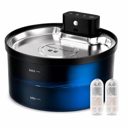 Happy Things Draadloze Drinkfontein Kat en Hond ZR12 Model - 3.2L - RVS - met Sensor en UV-C Sterilisatie - Geruisloos