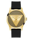 Guess Badge GW0916G1 Horloge - Siliconen - Zwart - Goudkleurig - Ø 44 mm