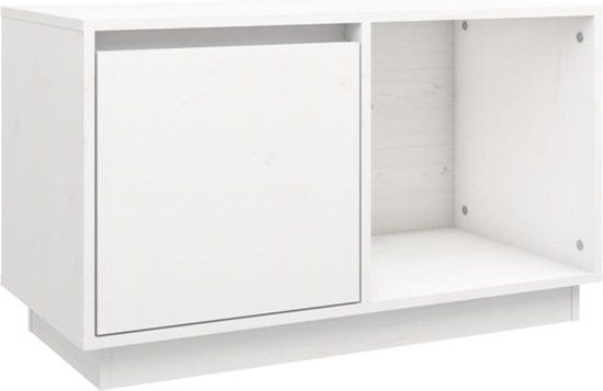 vidaXL Tv-meubel 74x35x44 cm massief grenenhout wit