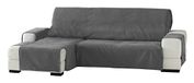 Eysa Zoco niet elastisch bankovertrek chaise longue links, frontale zicht, chenille, grijs, 29 x 9 x 37 cm