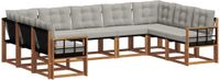 vidaXL Hoek loungeset 9-delig Acacia Bois Naturel et Gris Clair
