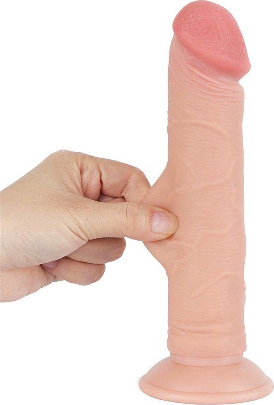 LoveToy - Glijdende Huid Dildo 20 cm - Diameter 3.8 cm - Lichte Beige
