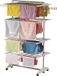 Merkloos Sèche-linge avec grande capacité, Blanc/Argent, Plastique, Pliable, Hauteur réglable, avec roulettes