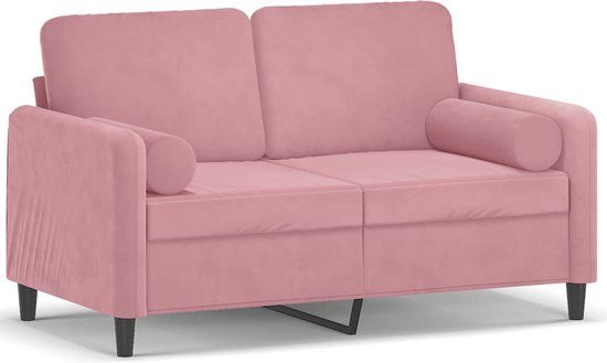 vidaXL Tweezitsbank met sierkussens 120 cm fluweel roze