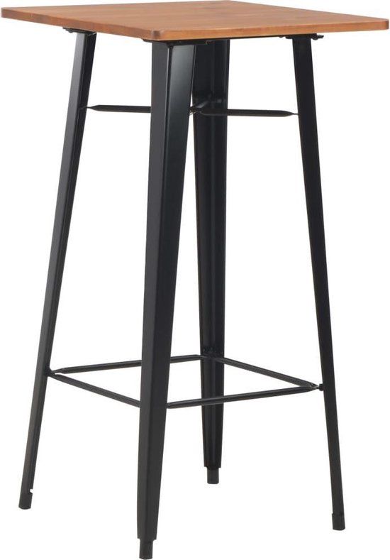 vidaXL Bartafel 60x60x108 cm massief grenenhout staal zwart