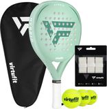 VirtuFit Hybrid Padel Set - Mint Groen - Incl. Tas, 3 Ballen & Overgrips
