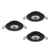 EGLO 3-delige set LED inbouwspots Cedrez, Ø 9 cm, extra platte spots | plafondspots met dipswitch, kunststof zwart, warmwit, neutraalwit, koelwit