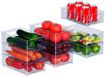Ibenzoa® Organisateur de réfrigérateur – Ensemble de 9 pièces, bleu-gris, boîtes de rangement empilables en PET