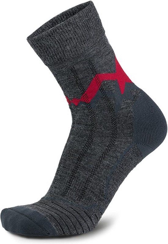Meindl Mt3.5 Trekking Merino Light Wandelsokken Dames - Antraciet / Rood - Maat 42-44