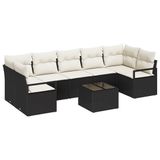 vidaXL Bankstel 8-delig 7 zitplaatsen Zwart en Crème Polyrattan