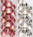Decoris Kaemingk B.V. 32x stuks kunststof kerstballen mix van oudroze en zilver 4 cm
