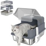 Merkloos Kattenbak Overdekt RVS Grijs 48 x 38 x 34 cm