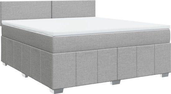 vidaXL Boxspring met matras stof lichtgrijs 180x200 cm