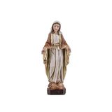 DRW Prachtige Maagd, patroonheilige van wonderen en goddelijke bescherming, van hars, handbeschilderd, lichte houtstijl, 13 cm