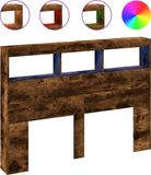 vidaXL Hoofdbordkast met LED-verlichting 140x17x102 cm gerookt eiken