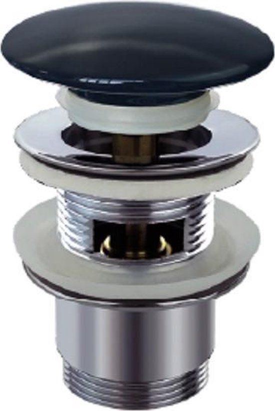 Schütte KIRCHHOFF Design Click Waste Afvoerplug - Push Pop-Up - 1 ¼" x 65 mm - met Overloop, Mat Zwart