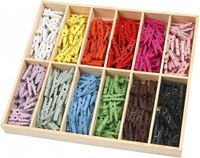 Merkloos Mini wasknijpers - 288 stuks - Gekleurd - Hout