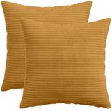 vidaXL - Kussensloop - 2 - pcs - HEERLEN - Geel - 40 - x - 40 - cm - corduroy