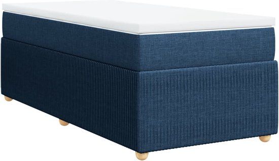 vidaXL Boxspring met matras stof blauw 90x200 cm