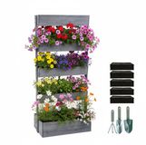 Relaxdays Verticale tuin - 180x80x48 cm - 5 bakken - met accessoires - antraciet